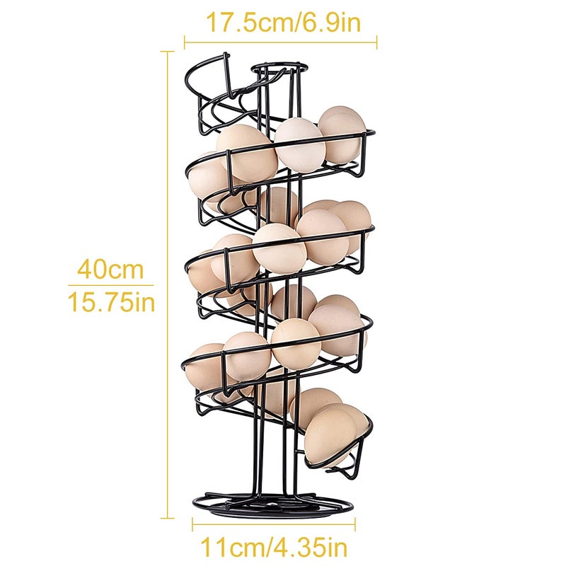 Toplife Spiral Design Metal Egg Skelter Dispenser Rack, Storage Display Rack, Black - Image 2
